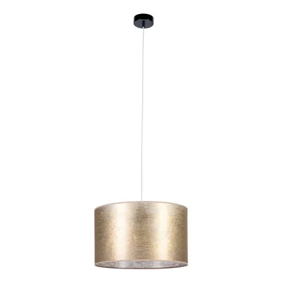 Lampa wisząca nevoa 1xe27 maks. 60w czarny metal/przezroczysty kabel pcv/klosz ze złotej tkaniny 154940104