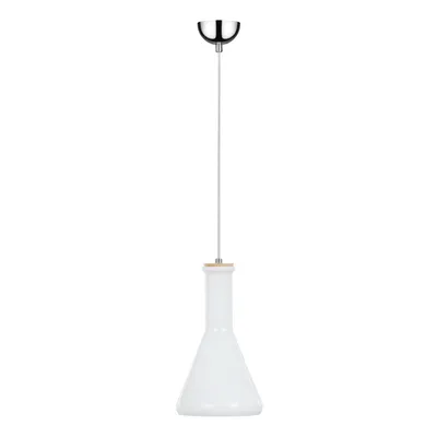 Lampa wisząca bottles 1xe27 max.60w chromowany metal/biały kabel z tkaniny/białe szkło 1148102