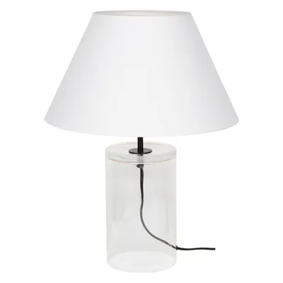 Lampa stołowa dove 1xe27 maks. 40w przezroczyste szkło/czarny kabel z tkaniny/biały klosz z tkaniny 779129110