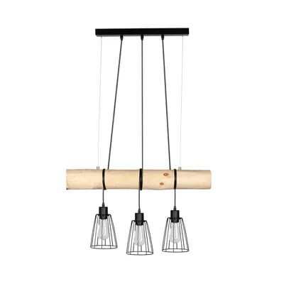 Trabo short lampa wisząca 3xe27 max.60w sosna naturalna/czarny 68214304