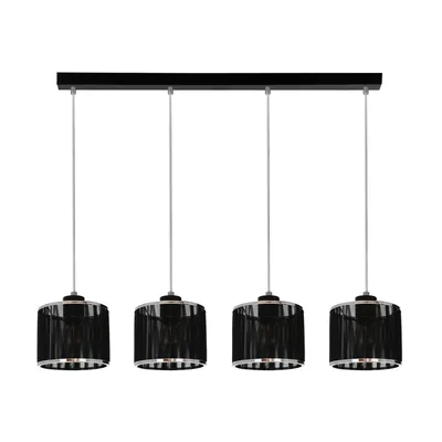 Lampa wisząca anina 4xe14 max.25w czarny metal/przezroczysty kabel pcv/czarno-chromowy klosz 17930404