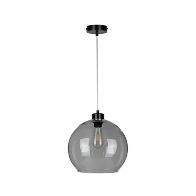 Lampa wisząca laguna 1xe27 max.60w czarny metal/przezroczysty kabel pcv/szkło dymne 18630104