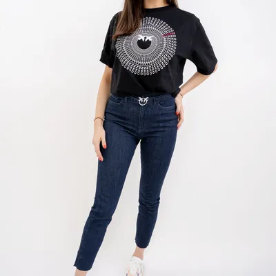 PINKO JEANSY z paskiem skinny fit GRANATOWE SUSAN 20