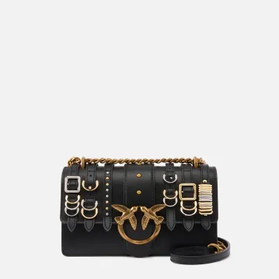 PINKO torebka z paskami Love One Mini Light Cl czarna