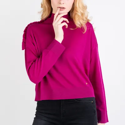 PINKO Wełniany golf fuksjowy Crosopa