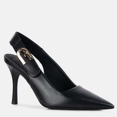 FURLA czółenka na obcasie z otwartą piętą Sign Slingback T.90 czarne