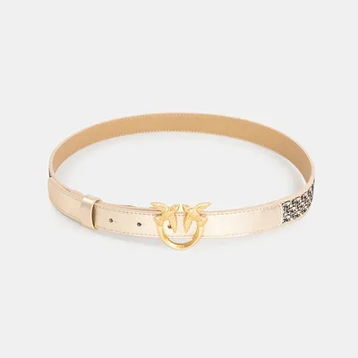 PINKO Pasek logowany złoty LOVE BERRY SMALL MONOGRAM