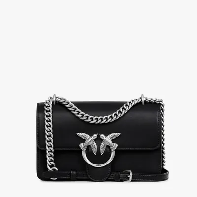 PINKO torebka skórzana Love One Mini Dc czarna