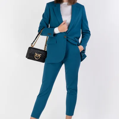 PINKO Spodnie cygaretki niebieskie PAULINE Pantalone Punto Stoffa