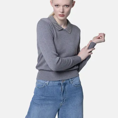 PINKO sweter o dopasowanym kroju Ventotene szary