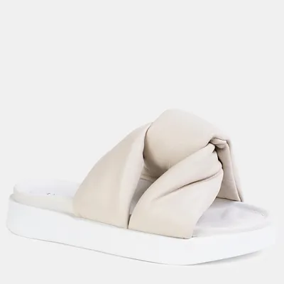 INUIKII Skórzane klapki Soft Crossed białe