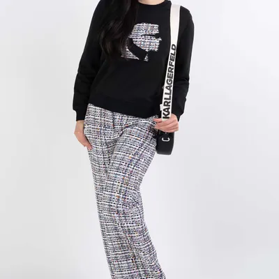 Karl Lagerfeld Bluza czarna z wizerunkiem Boucle Profile Sweatshirt
