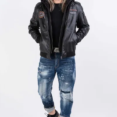 GIPSY kurtka męska pilotka skórzana Skythunder 2 czarna