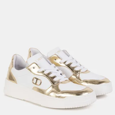 Twinset sneakersy damskie biało złote 241GCJ110
