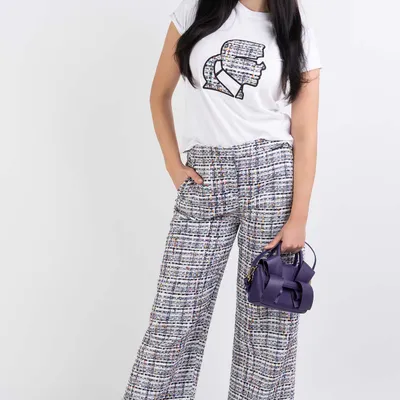 Karl Lagerfeld Spodnie szerokie z miękkiej tkaniny Boucle Pants