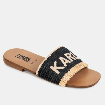 KARL LAGERFELD Klapki Skoot III Band Slide beżowe