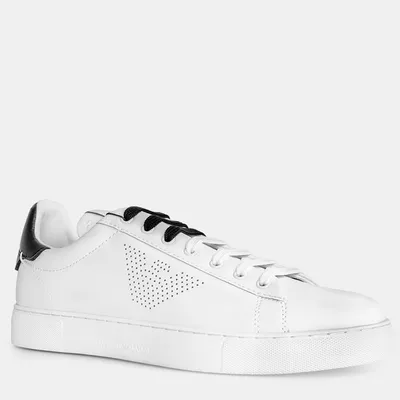 Emporio Armani sneakersy skórzane z logo białe