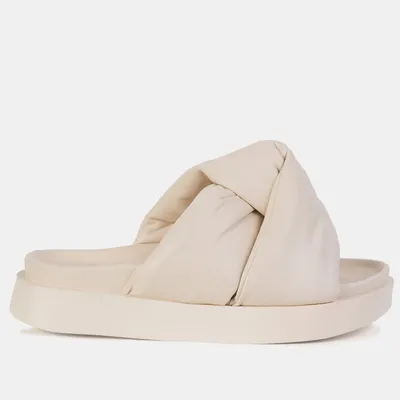 Inuikii kremowe klapki skórzane Soft Crossed 70104-140