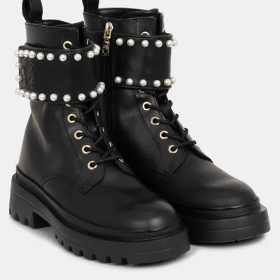 Love Moschino skórzane botki ozdobami ST.TTod.Her50 czarne
