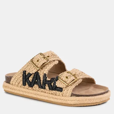 KARL LAGERFELD Klapki Kamini Bed Double Buckle beżowe