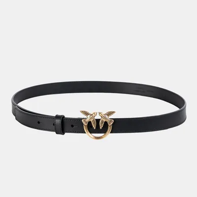 PINKO Pasek czarny ze złotą klamrą Love Berry H2 Belt