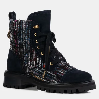 Kurt Geiger botki damskie niebieskie Kensington Combat COMBAT