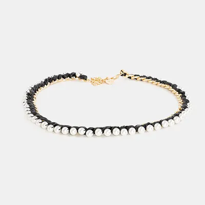 PINKO pasek biżuteryjny czarny Morus Chain Belt