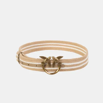 Pasek PINKO Love Navy Belt H4 Nastro Rigat beżowy