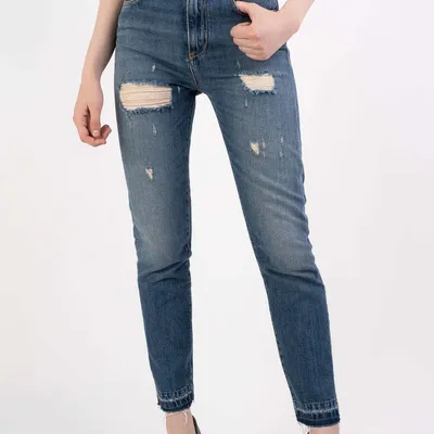 PINKO Jeansy niebieskie slim fit z podarciami Sissy 3 Slim Pj795