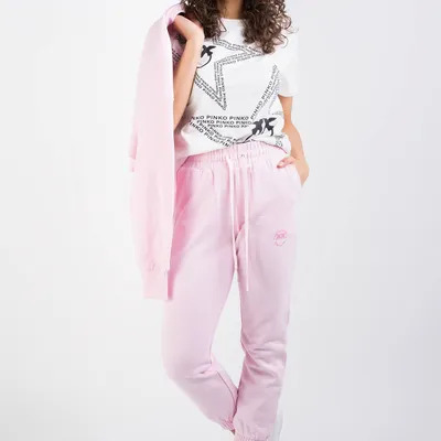 PINKO T-shirt biały z gwiazdą i logo Acquasparta