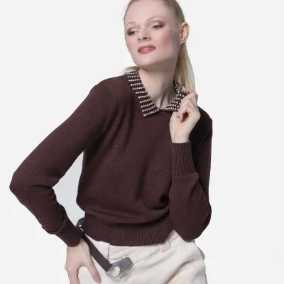 PINKO sweter damski Ventotene brązowy