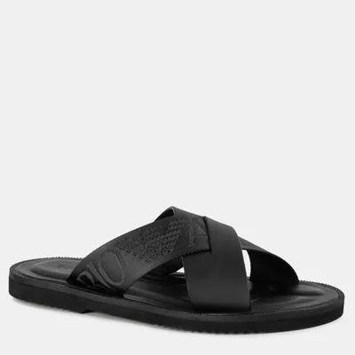 Emporio Armani Klapki Skórzane X4P124 XN787 K001 czarne