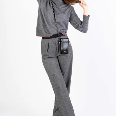 Pinko szary golf z różową lamówką Polipo