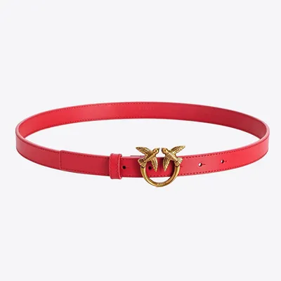 PINKO pasek ze złotą klamrą Love Berry Hips Simple Belt H2 czerwony
