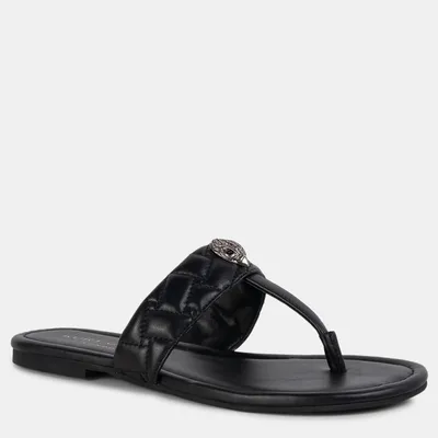 Klapki skórzane damskie Kurt Geiger T-Bar Kensington 865140010900 czarne