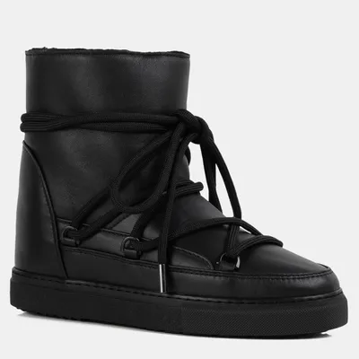 INUIKII Śniegowce Full Leather Wedge czarne