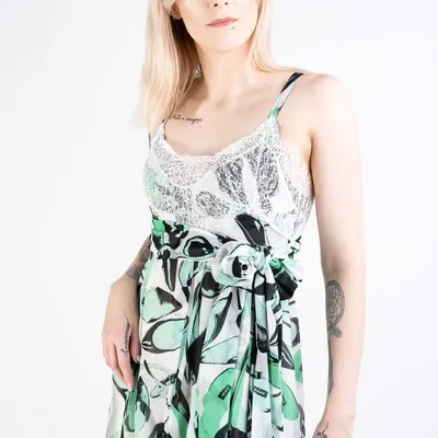PINKO sukienka maxi z wiązaniem Bachata zielona