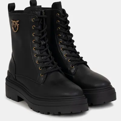 PINKO botki sznurowane skórzane Mia 11 SD0141 P001Z99 czarne