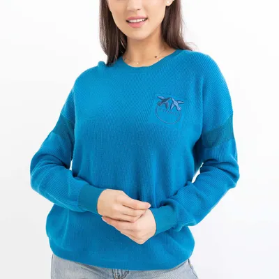 PINKO SWETER NIEBIESKI z haftem logo SANGIOVESE