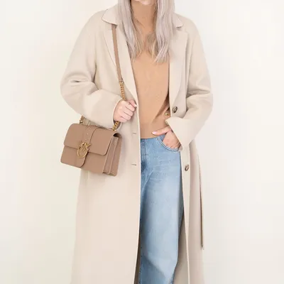PINKO wełniany damski płaszcz Cornice 103819Y27P beżowy