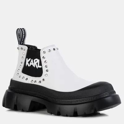 Karl Lagerfeld Botki TREKKA MAX Short Gore Stud Bt białe
