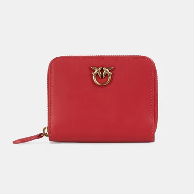 PINKO Portfel czerwony Taylor Zip Around Vitello Seta