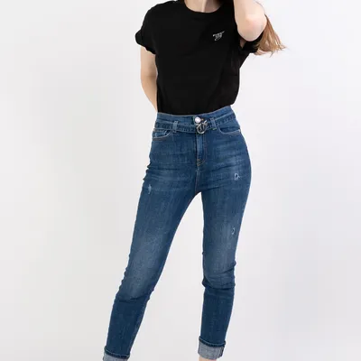 PINKO Jeansy niebieskie z paskiem Susan 33 Skinny Pj773