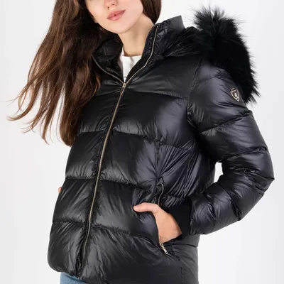 ROCKANDBLUE czarna kurtka puchowa damska z kapturem Sassy Jacket