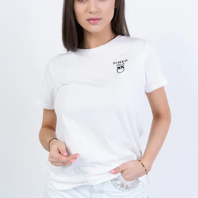 PINKO T-shirt Biały z nadrukiem logo Treviglio