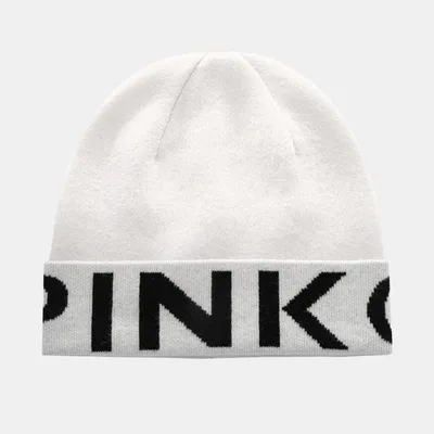 Pinko Czapka biała z logo Calamaro