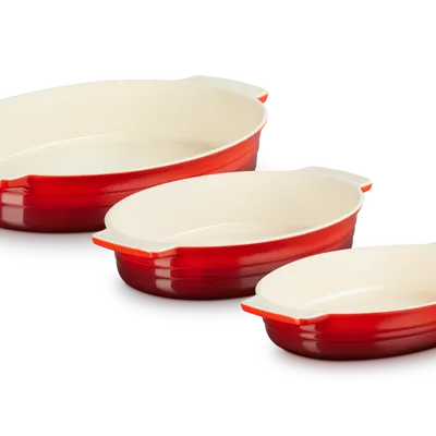 Le Creuset - Kamionkowy Zestaw 3 Form Owalnych wiśniowy