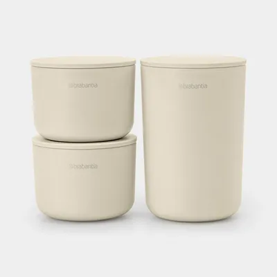 Brabantia - Zestaw 3 pojemników łazienkowych Soft Beige