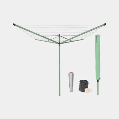 Brabantia - Suszarka ogrodowa Lift-o-matic z mocowaniem, pokrowcem i pojemnikiem na klamerki Zielona