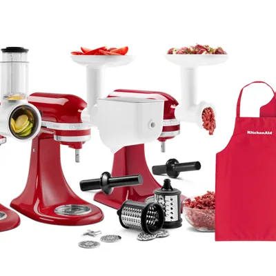 KitchenAid - Zestaw 3 przystawek 5KSM2FPPC + Zestaw 2 fartuchów